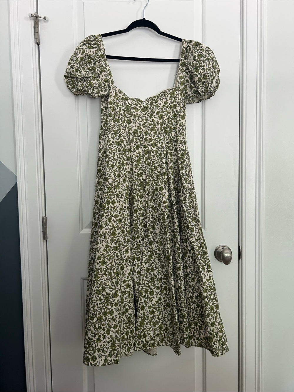 Few Moda O.P.T Cottagecore Green Floral Milkmaid Puff Sleeve Dress - Picture 5 of 7